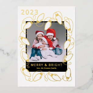 Festive Christmas Lights Photo Holiday Card - foil