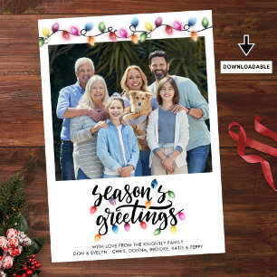 Festive Christmas Lights Seasons Greetings Photo Holiday Card
