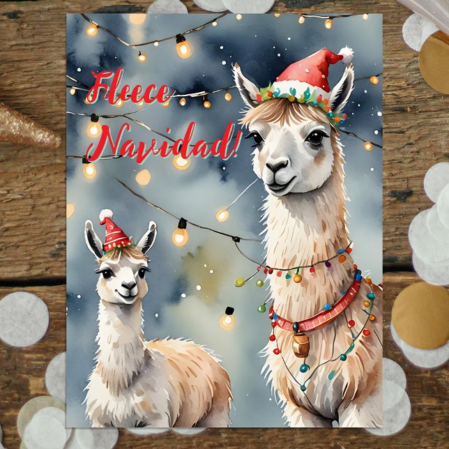 Festive Christmas Llamas - Fleece Navidad! Holiday Postcard (Creator Uploaded)