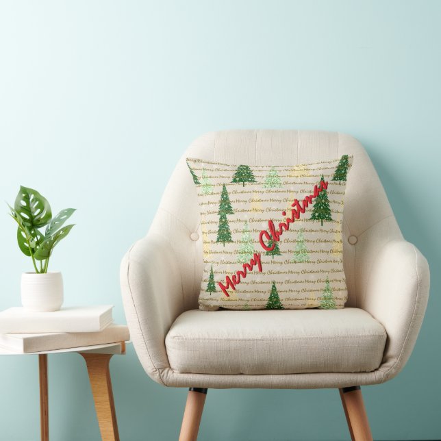 Festive Christmas Luxury Christmas Trees Cushion (Chair)
