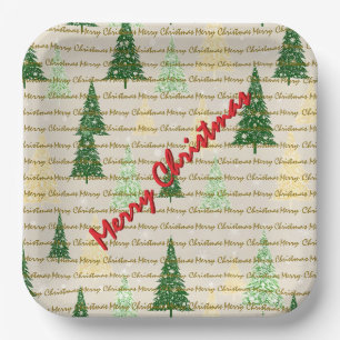 Festive Christmas Luxury Christmas Trees Paper Plate