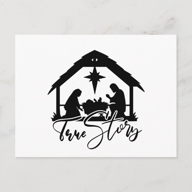 Festive Christmas Manger Religious scene Holiday Postcard (Front)