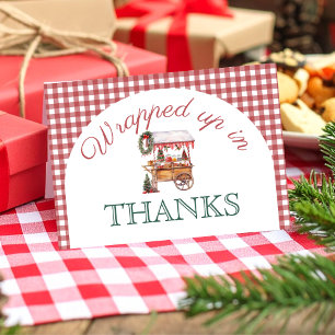 Festive Christmas Market Red Folded Thank You Card
