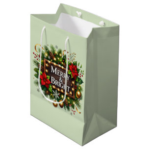Festive Christmas Merry Bright Medium Gift Bag