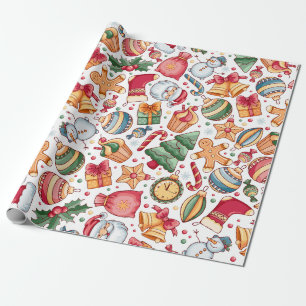 Festive Christmas Mini Holiday Icons Wrapping Paper