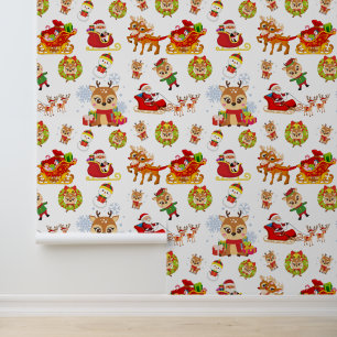 Festive Christmas mix tiled pattern Wallpaper