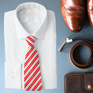 Festive Christmas Modern Holiday Stripes Red Tie