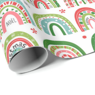 Festive Christmas Modern Rainbow Pattern Wrapping Paper