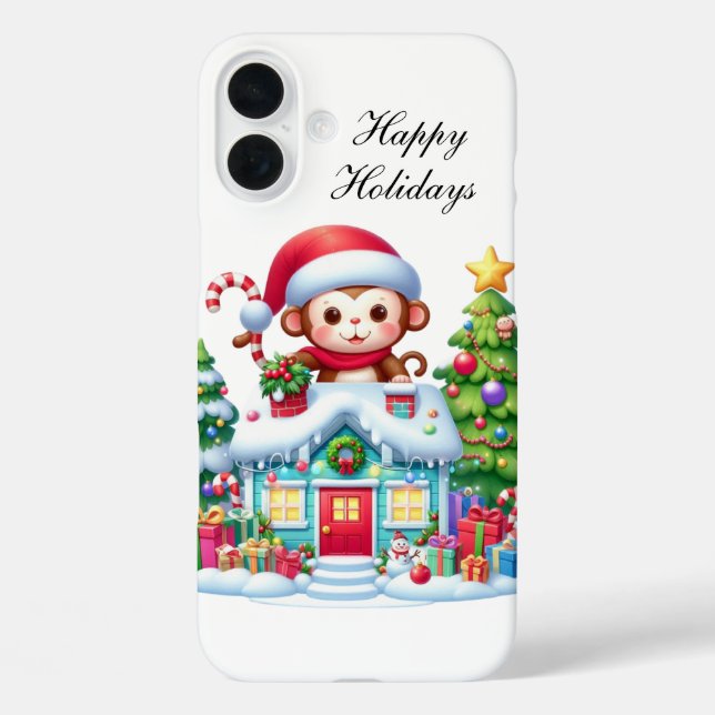 Festive Christmas monkey customisable Case-Mate iPhone Case (Back)