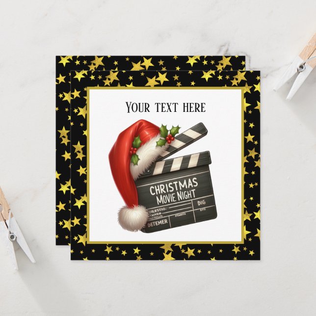 Festive Christmas Movie night party  Invitation (Front/Back In Situ)