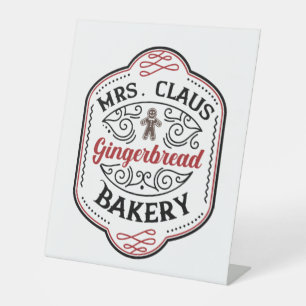 festive Christmas Mrs. Claus gingerbread bakery Pedestal Sign