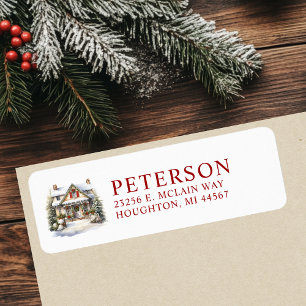 Festive Christmas New Home Return Address Label