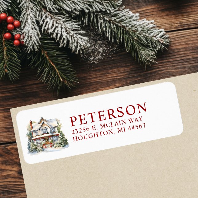 Festive Christmas New Home Return Address Label (Creator Uploaded)