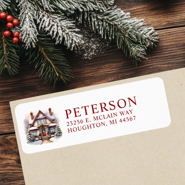 Festive Christmas New Home Return Address Label (Creator Uploaded)
