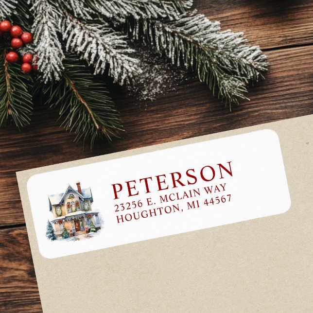 Festive Christmas New Home Return Address Label (Creator Uploaded)