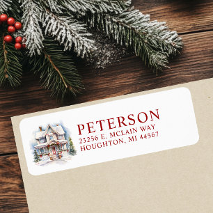 Festive Christmas New Home Return Address Label