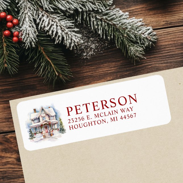 Festive Christmas New Home Return Address Label (Creator Uploaded)