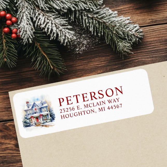 Festive Christmas New Home Return Address Label (Creator Uploaded)