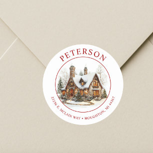 Festive Christmas New Home Return Address Labels