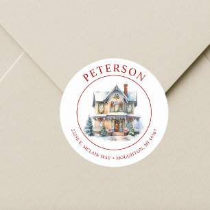 Festive Christmas New Home Return Address Labels