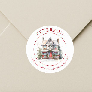 Festive Christmas New Home Return Address Labels