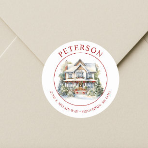 Festive Christmas New Home Return Address Labels