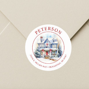 Festive Christmas New Home Return Address Labels