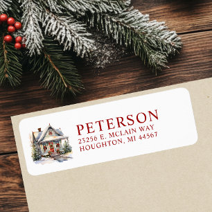 Festive Christmas New Home Return Address Return Address Label