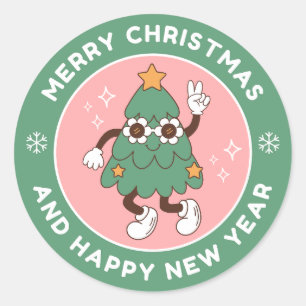 Festive Christmas & New Year Card Classic Round Sticker