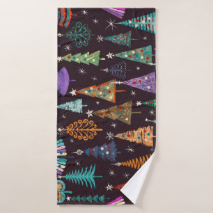 Festive Christmas New Year Pattern Bath Towel