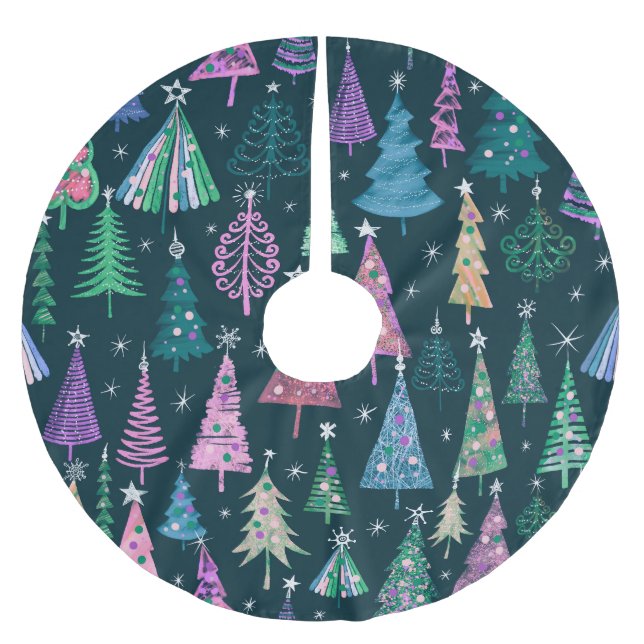 Festive Christmas New Year Pattern Brushed Polyester Tree Skirt (Front)