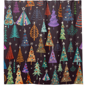 Festive Christmas New Year Pattern Shower Curtain
