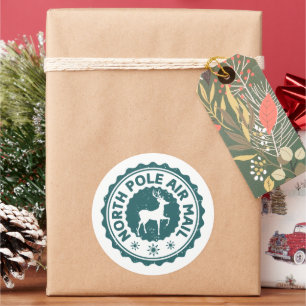 Festive Christmas North pole air mail Classic Round Sticker
