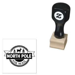 Festive Christmas North Pole Air Mail Rubber Stamp