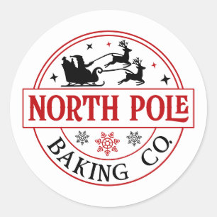 Festive Christmas North Pole Baking Company Classic Round Sticker