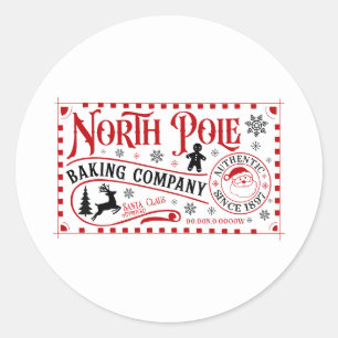 Festive Christmas North Pole Baking Company Classic Round Sticker