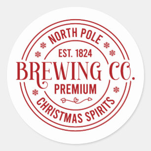 Festive Christmas North Pole Brewing Company Classic Round Sticker