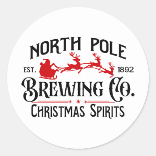 Festive Christmas North Pole Brewing Company Classic Round Sticker
