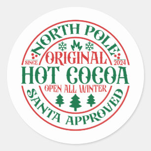 Festive Christmas North Pole Cocoa Classic Round Sticker