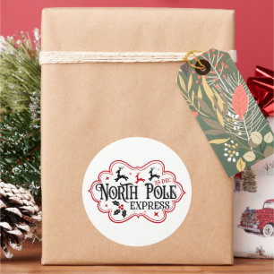 Festive Christmas North Pole express Classic Round Sticker