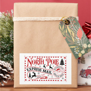 Festive Christmas North Pole Express Mail Rectangular Sticker