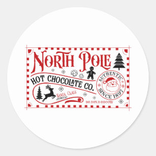 Festive Christmas North Pole Hot Chocolate Classic Round Sticker