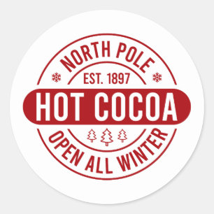 Festive Christmas North Pole hot cocoa  Classic Round Sticker