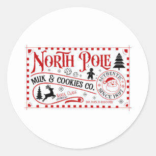 Festive Christmas North Pole Milk Cookies Classic Round Sticker