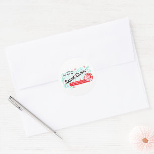 Festive Christmas North pole Santa Classic Round Sticker