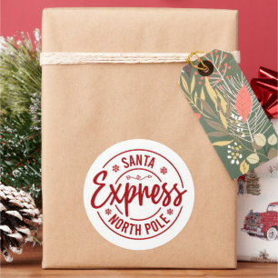 Festive Christmas North Pole Santa Express Classic Round Sticker