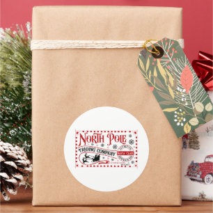Festive Christmas North Pole Trading Company Classic Round Sticker