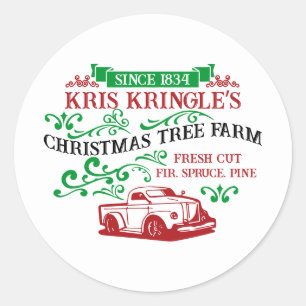 Festive Christmas North pole tree farm Classic Round Sticker