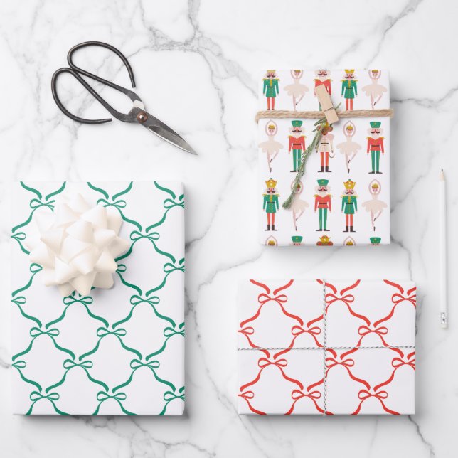 Festive Christmas Nutcracker Ballerina  Wrapping Paper Sheet (Front)