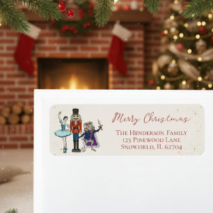 Festive Christmas Nutcracker Ballet Return Address Label